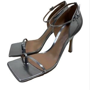 Bottega Veneta Silver Ankle Strap Heels
